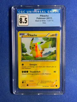 Pokemon Pikachu TCG Secret Rare Holo Card 115/114 Black and White - Image 1
