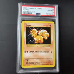 PSA GEM MT 10 - 1999 Unlimited Base SHADOWLESS Pokemon Card - VULPIX 68/102 - Image 1