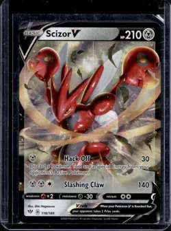 2020 Pokemon SWSH Darkness Ablaze Scizor V #118/189 - Image 1