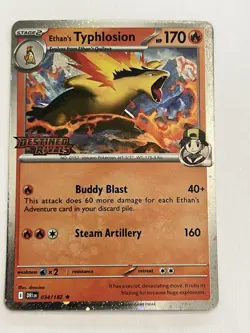 Pokemon Destined Rivals Promo Ethan’s Typhlosion Prerelease Stamped Holo 034/182 - Image 1
