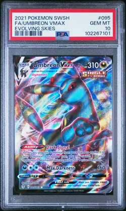 2021 POKEMON SWORD & SHIELD EVOLVING SKIES #095 FULL ART/UMBREON VMAX PSA 10 - Image 1
