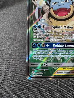 Pokemon TCG SM Cosmic Eclipse Blastoise Piplup GX 215/236 Tag Team Alt Art NM - Image 5