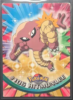 Pokemon Topps Hitmonlee #106 TV Animation Series Blue Logo *CREASE* - Image 1