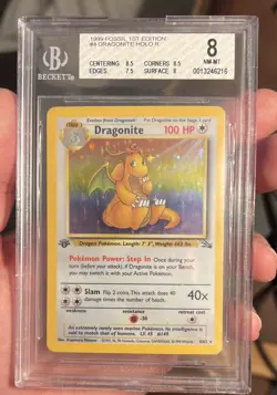 1999 Pokemon Fossil 1st Edition #4 Dragonite Holo Rare BGS 8 Beckett - Image 1
