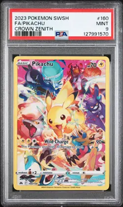 2023 POKEMON SWORD & SHIELD CROWN ZENITH #160 FULL ART/PIKACHU PSA 9 - Image 1