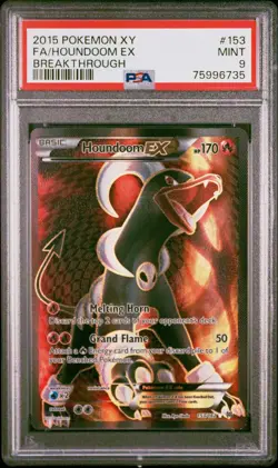 Pokemon Houndoom EX 153/162 Full Art XY Breakthrough PSA 9 MINT Card FA - Image 1