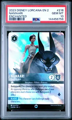 2023 DISNEY LORCANA EN 2-RISE OF THE FLOODBORN ENCHANTED #216 NAMAARI PSA 10 - Image 1