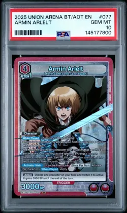 2025 UNION ARENA UE10BT/AOT ATTACK ON TITAN #077 ARMIN ARLELT PSA 10 - Image 1
