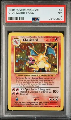Pokemon TCG Charizard Base Set 4/102 Unlimited Holo Rare PSA 7 - Image 1