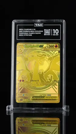 Mega Charizard X ex Gold Phantasmal Flames 130/94 Mega Hyper Rare Card TAG 10 - Image 1