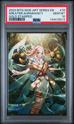 2023 MTG WILDS OF ELDRAINE ART SER GOLD STAMPED #76 GREATER AURAMANCY PSA 10 - Image 1