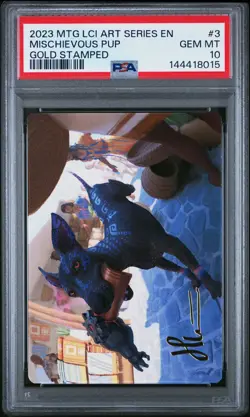 2023 MTG THE LOST CAVERNS OF IXALAN ART SER GOLD STAMPED MISCHIEVOUS PUP PSA 10 - Image 1