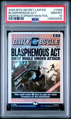 2025 MTG SECRET LAIR DROP #1998 BLASPHEMOUS ACT PSA 10 - Image 1