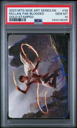 2023 MTG WILDS OF ELDRAINE ART SER GOLD STAMPED KELLAN, THE FAE-BLOODED PSA 10 - Image 1