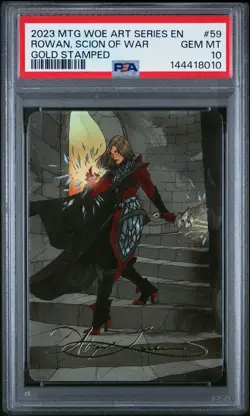 2023 MTG WILDS OF ELDRAINE ART SER GOLD STAMPED #59 ROWAN, SCION OF WAR PSA 10 - Image 1