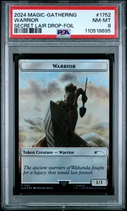 2024 MTG SECRET LAIR DROP MARVEL'S BLACK PANTHER-FOIL #1752 WARRIOR TOKEN PSA 8 - Image 1