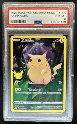 2021 Pokemon SWSH Celebrations Pikachu Holo #005/025 PSA 8 - Image 1