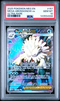2025 POKEMON MEG EN-MEGA EVOLUTION ULTRA RARE #157 MEGA ABOMASNOW EX PSA 10 - Image 1