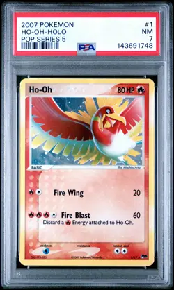 2007 POKEMON POP SERIES 5 #1 HO-OH-HOLO PSA 7 - Image 1