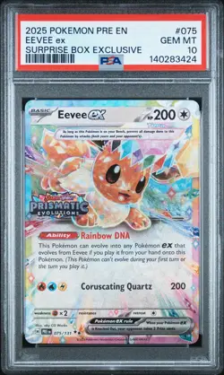 2025 POKEMON PRE EN-PRISMATIC EVOLUTIONS SURPRISE BOX EXCLUSIVE EEVEE EX PSA 10 - Image 1