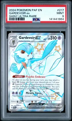 2024 POKEMON PAF EN-PALDEAN FATES SHINY ULTRA RARE #217 GARDEVOIR EX PSA 9 - Image 1