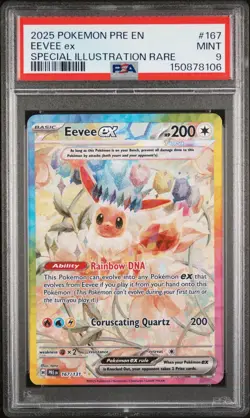 2025 POKEMON PRE EN-PRISMATIC EVOLUTIONS #167 EEVEE EX PSA 9 - Image 1