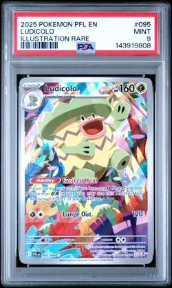 2025 POKEMON PFL EN-PHANTASMAL FLAMES ILLUSTRATION RARE #095 LUDICOLO PSA 9 - Image 1