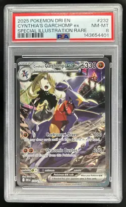 2025 Pokemon Destined Rivals Cynthia's Garchomp ex #232/182 PSA 8 - Image 1