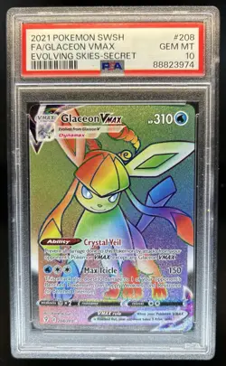2021 Pokemon SWSH Evolving Skies Glaceon VMAX #208/203 PSA 10 GEM MINT - Image 1