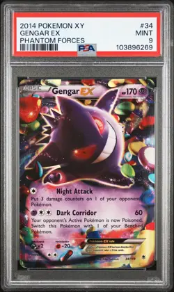 Pokemon Gengar EX Phantom Forces 34 – PSA 9 Mint (2014) - Image 1