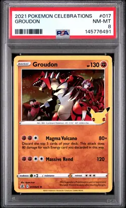 2021 POKEMON CELEBRATIONS #017 GROUDON PSA 8 - Image 1