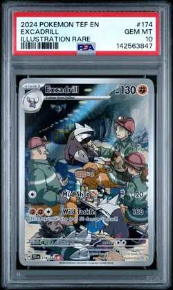 2024 POKEMON TEF EN-TEMPORAL FORCES ILLUSTRATION RARE #174 EXCADRILL PSA 10 - Image 1