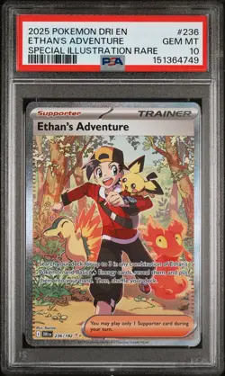 2025 POKEMON DESTINED RIVALS SPECIAL ILLUSTRATION RARE ETHAN'S ADVENTURE PSA 10 - Image 1
