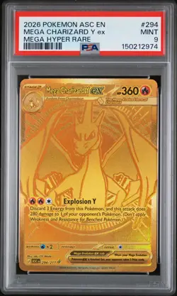 2026 POKEMON ASC EN-ASCENDED HEROES MEGA HYPER RARE MEGA CHARIZARD Y EX PSA 9 - Image 1