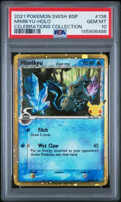 2021 POKEMON SWSH BLACK STAR PROMO CELEBRATIONS COLL #136 MIMIKYU-HOLO PSA 10 - Image 1