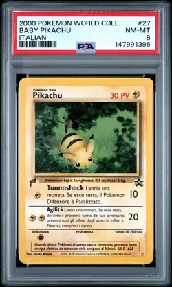 2000 POKEMON PIKACHU WORLD COLL ITALIAN #27 BABY PIKACHU PSA 8 - Image 1