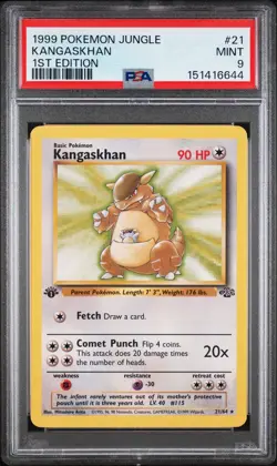 1999 POKEMON JUNGLE 1ST ED #21 KANGASKHAN PSA 9 - Image 1