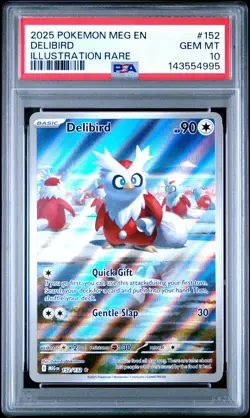 2025 POKEMON MEG EN-MEGA EVOLUTION ILLUSTRATION RARE #152 DELIBIRD PSA 10 - Image 1