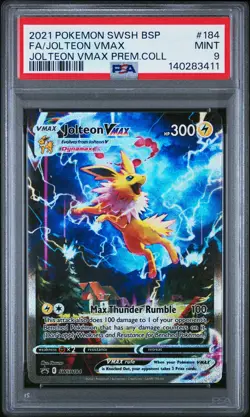 2021 POKEMON SWSH VMAX PREMIUM COLLECTION #184 FULL ART/JOLTEON VMAX PSA 9 - Image 1