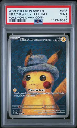 2023 POKEMON POKEMON X VAN GOGH PROMO #085 PIKACHU WITH GREY FELT HAT PSA 9 - Image 1