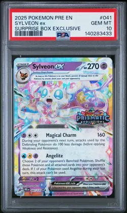 2025 POKEMON PRISMATIC EVOLUTIONS SURPRISE BOX EXCLUSIVE SYLVEON EX PSA 10 - Image 1