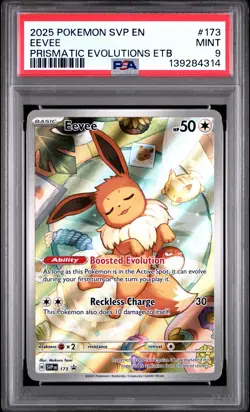 2025 POKEMON SVP PRISMATIC EVOLUTIONS ELITE TRAINER BOX PROMO #173 EEVEE PSA 9 - Image 1