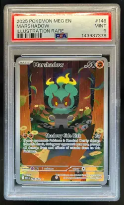 2025 Pokemon Mega Evolution Marshadow Illustration Rare #146/132 PSA 9 - Image 1