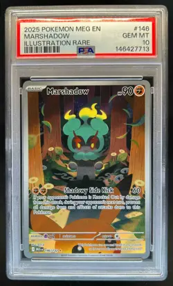 2025 Pokemon Mega Evolution Marshadow Illustration Rare #146/132 PSA 10 GEM MINT - Image 1