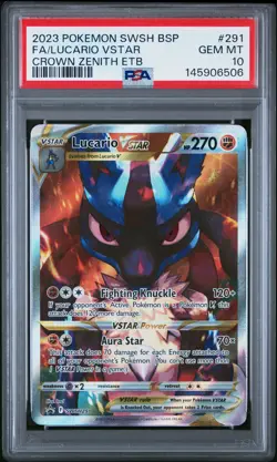 2023 POKEMON SWSH CROWN ZENITH ELITE TRAINER BOX FULL ART/LUCARIO VSTAR PSA 10 - Image 1