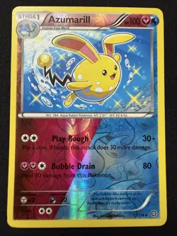 77/114 SHINY Azumarill Steam Siege REVERSE HOLO card 2016 Pokemon TCG - Image 1