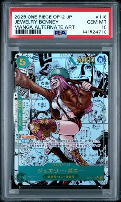 2025 ONE PIECE JAPANESE MANGA ALTERNATE ART OP12-118 JEWELRY BONNEY PSA 10 - Image 1