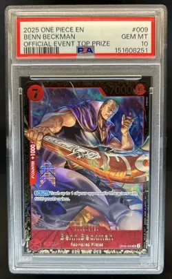 2025 One Piece EN Benn Beckman Official Event Top Prize #009 PSA 10 Gem Mint - Image 1