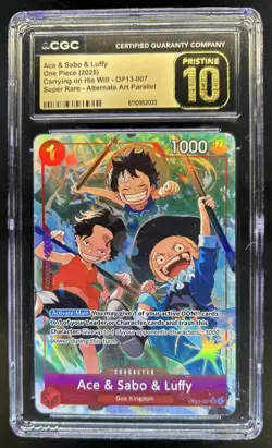 2025 One Piece Ace & Sabo Luffy Super Rare Alt Art PRISTINE #OP13-007 CGC 10 - Image 1