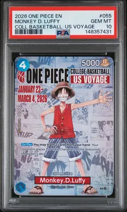 2026 ONE PIECE PROMOS ONE PIECE COLLEGE BK: US VOYAGE MONKEY D. LUFFY PSA 10 - Image 1